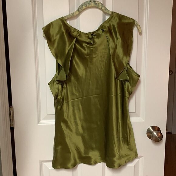 Vintage Chartreuse Sleeveless‎ Silk Top - Picture 4 of 6